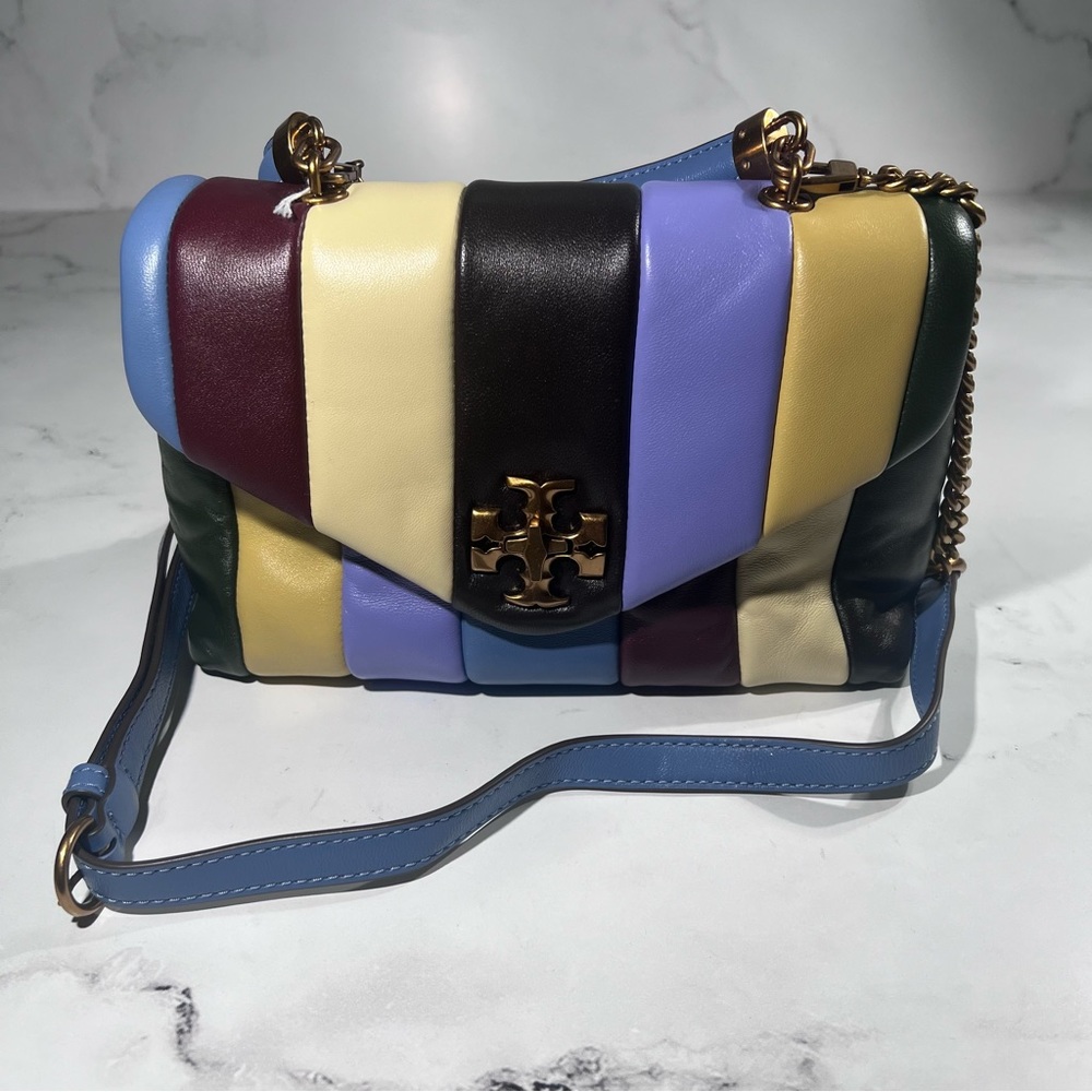 Tory Burch Kira Small Top Handle Quilted Logo Multi Leather Satchel Handbag - Picture 4 of 16